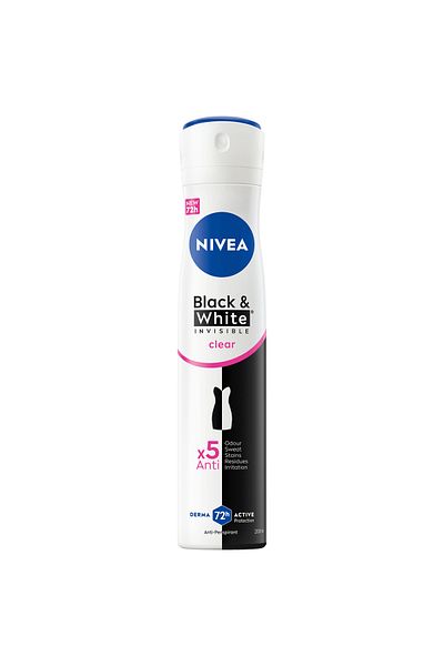 NIVEA NIVEA Black & White Invisible Antiperspirant Spray for Women, 72H Protect, 200ml