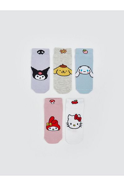 LC Waikiki Lilac Hello Kitty Patterned Girl's Booties Socks 5-Piece