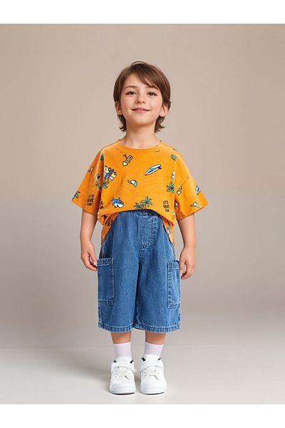 LC Waikiki New Season Basic Boy's Jean Shorts with Elastic Waist - S4Nj14Z1