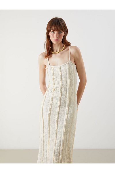 LC Waikiki New Season Square Neck Lace Detailed Boho Dress - S5Pd48Z8