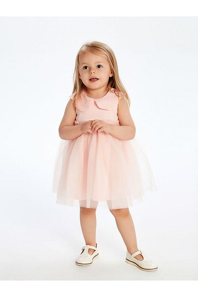 LC Waikiki Pink Baby Collar Tulle Baby Girl Dress