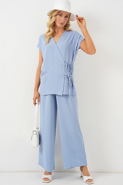 Bigdart Women's Short Sleeve Lace-Up Ayrobin Double Suit 6741 - Blue
