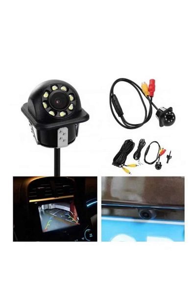 AUTOREY Cameră video pentru marșarier, AutoREY® Premium, încastrată 18 mm, 8 LED-uri, 12 V universală oblică