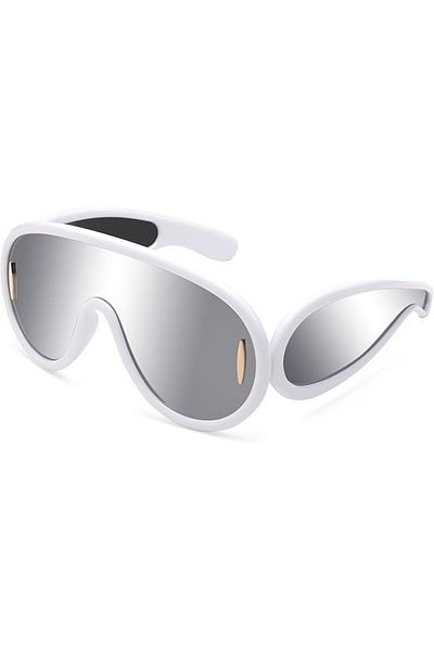 TOEECY UV 400 retro polarized classic sunglasses with shiny frame for women, white, TOEECY