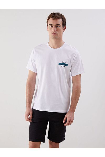 LC Waikiki Tricou pentru bărbați din bumbac pieptănat imprimat cu decolteu Crew New Season - S5II78Z8