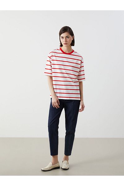 LC Waikiki New Season Crew Neck Striped Women's T-Shirt - S5Eb97Z8