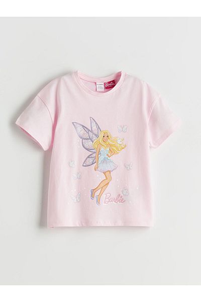 LC Waikiki Νέα σεζόν Crew Neck Barbie Printed Girls Tisort - S5MA83Z1