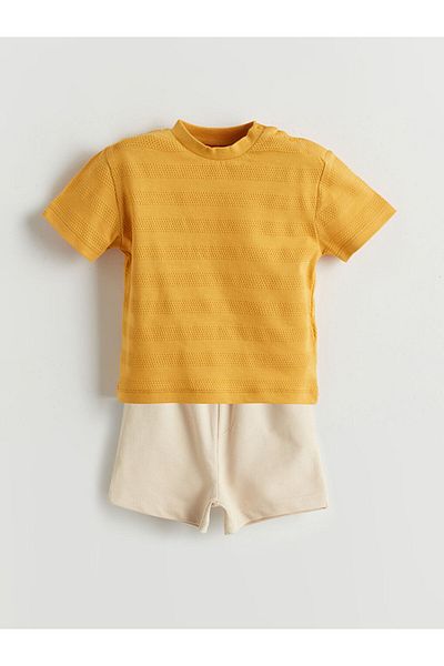 LC Waikiki Sari Striped Baby Boy T-Shirt and Shorts 2-Piece
