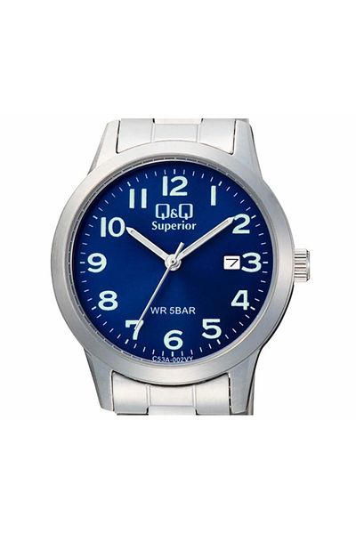 Q&Q Superior C53A-002Vy Women's Wristwatch with Calendar, Stainless Steel Case and Band.