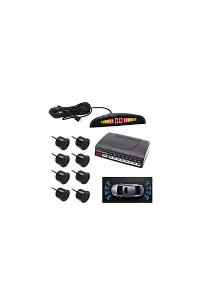 AUTOREY Black front+rear parking sensors with 8 sensors, display and audible warning
