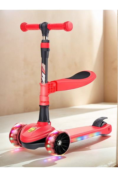 Lumely Foldable Children's Kick Scooter, with LED Light, 3 Roller, Adjustable Height for Kids Ages 2+