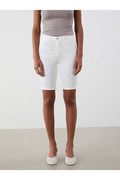 LC Waikiki Jeans White Bermuda Fit Women's Jean Shorts