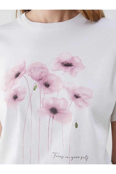 LC Waikiki New Season Crew Neck Floral Printed Women's T-Shirt - S5Il99Z8