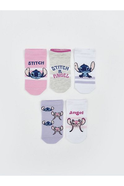 LC Waikiki Pink Stitch and Angel Patterned Girl's Booties Socks 5-Piece