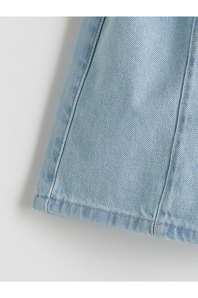 LC Waikiki Blue Girl's Jean Shorts with Elastic Waist