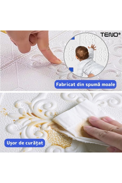 Teno Set 50x Tapet 3D Teno®, suprafata acoperire 24.5 mp, 70x70 cm, albastru