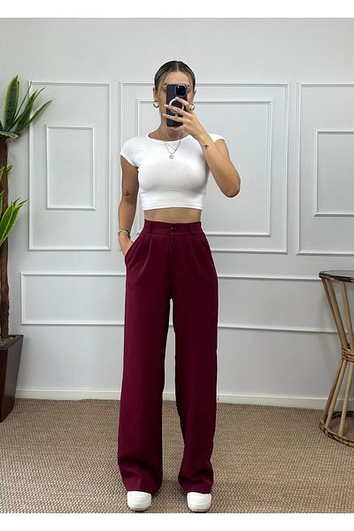 Rift Jeans Waist Elastic Detail Palazzo Trousers