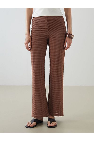 LC Waikiki New Season Elastic Waist Self Patterned Women's Trousers - S5Nm43Z8