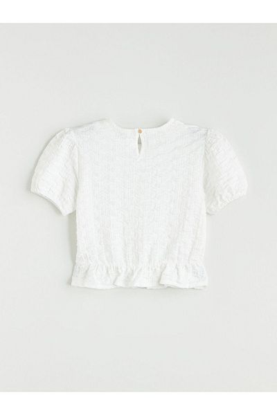 LC Waikiki New Season Crew Neck Ruffle Detailed Girls Crop T-Shirt - S5Fd52Z4