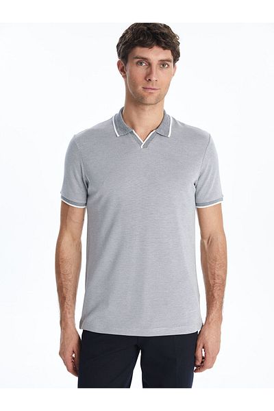 LC Waikiki Blue Polo Neck Mercerized Look Men's T-Shirt