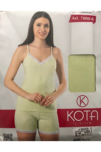 KOTA Памучен дамски пижамен комплект с къси панталони и презрамки