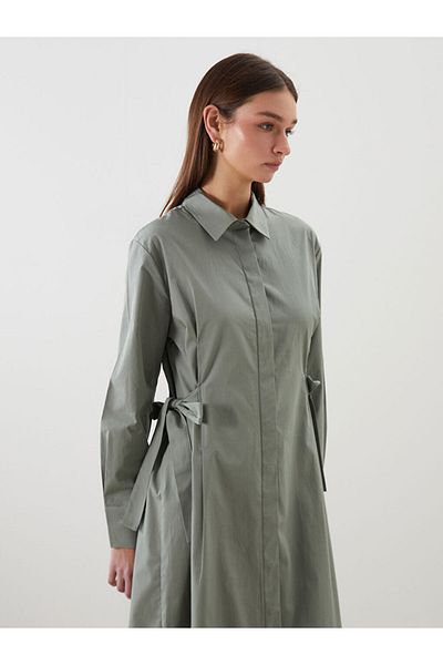 LC Waikiki Νέα σεζόν Φόρεμα πουκάμισο με ποπλίνα με μέση - S5JS90Z8