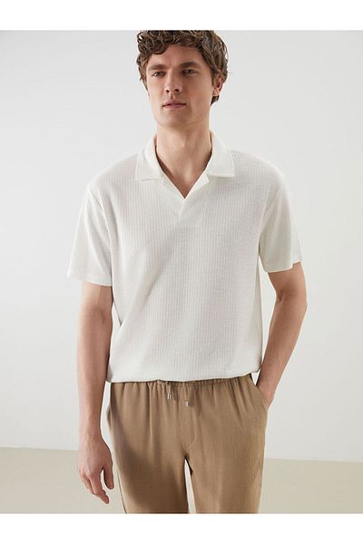 LC Waikiki Νέα σεζόν Polo Collar Kisa Sleeve Ανδρικό Tisort με υφή - S5CC26Z8