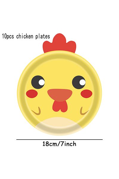 Choice 10pcs7InchChick 10pcs Farm Animals Party Paper Plates Cow Sheep Duck Chick Disposable Plate Kids Ch