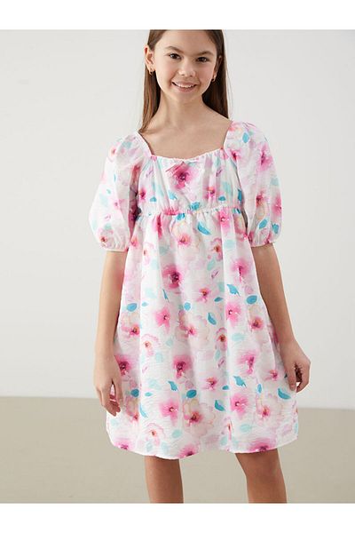 LC Waikiki Square Collar Floral Girl's Dress