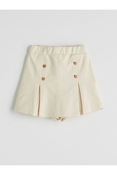 LC Waikiki Beige Basic Cotton Girl's Shorts Skirt