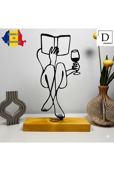 OEM "My Moment" decoration with natural wood base, 21.5 cm, black, 3D printed