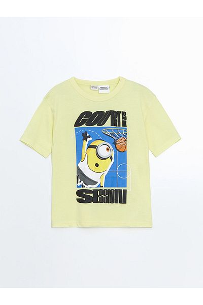LC Waikiki New Season Crew Neck Minions Printed Combed Cotton Boys T-Shirt - S5Dq94Z4