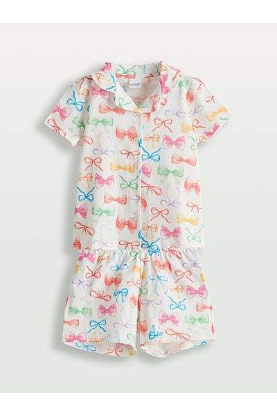 LC Waikiki New Season Ribbon Detailed Girls' Shorts Pajama Set - S5I673Z1