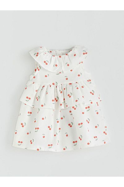 LC Waikiki New Season Baby Collar Cherry Printed Baby Girl Dress - S5Lm99Z1