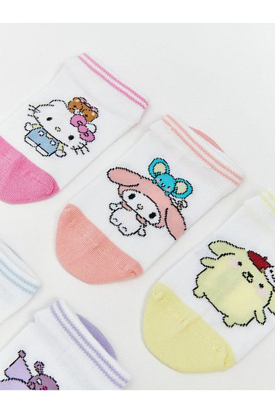 LC Waikiki Ecru Hello Kitty Patterned Girl's Booties Socks 5-Piece