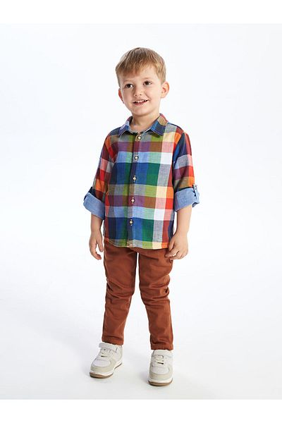 LC Waikiki Long Sleeve Plaid Patterned Baby Boy Shirt