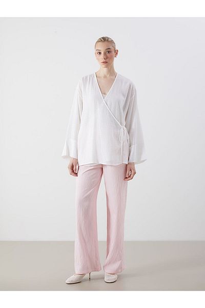 LC Waikiki New Season Women's Textured Trousers with Elastic Waist - S5Pv19Z8