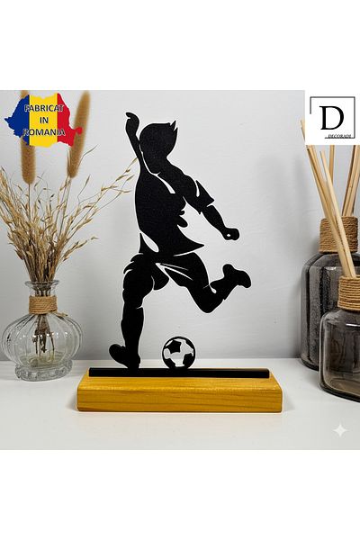 OEM "The Decisive Moment" decoration with natural wood base, 21 cm, black, 3D printed