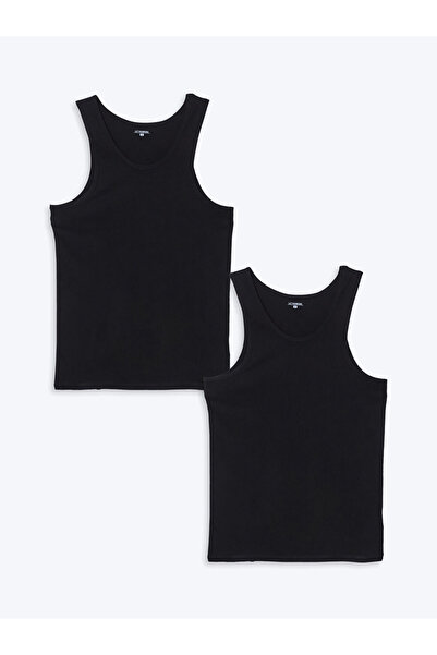 LC Waikiki Black U-Neck Combed Cotton Men's Athlete 2-Piece