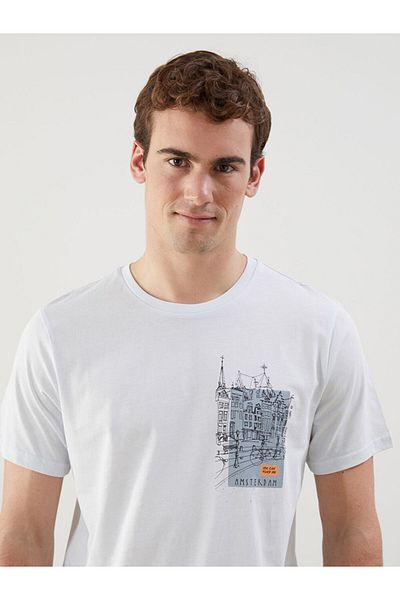 LC Waikiki Tricou pentru bărbați din bumbac pieptănat imprimat cu mânecă scurtă, sezon nou - S5J813Z8