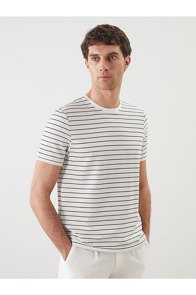 LC Waikiki Νέα σεζόν Crew Neck κοντομάνικο ριγέ ανδρικό Tisort - S5FH93Z8