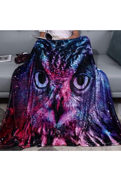 Violetpos Soft wool flannel blanket, 150 x 200 cm, owl pattern, Violetpos