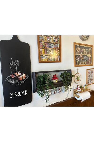 Wooden Factory Doğal Ahşap Duvar Rafı – Kupa Askılığı ile Mutfak / Antre Rafı