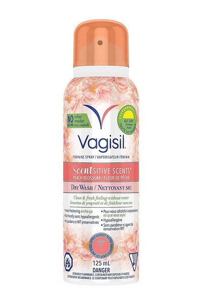 Vagisil Feminine Spray Scentsitive Scents Peach Blossom Dry Wash, 125 ml