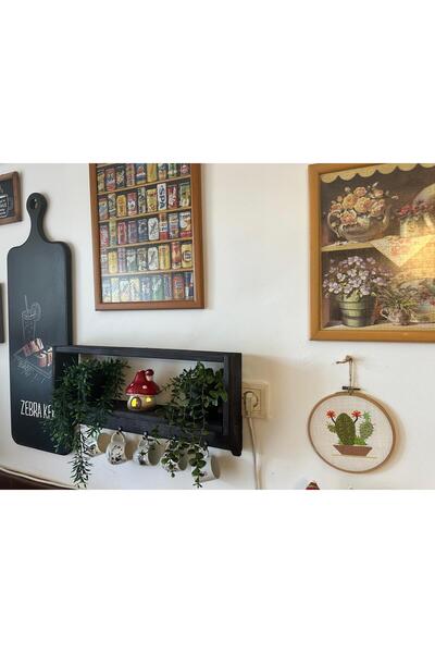 Wooden Factory Doğal Ahşap Duvar Rafı – Kupa Askılığı ile Mutfak / Antre Rafı