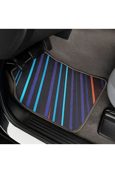 Generic Decomat Universal Car Mats – Set of 4 Pieces, Anti-Slip, “Neon Stripes” Design