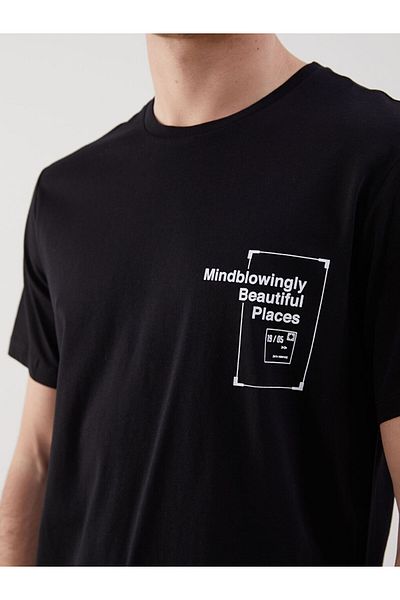 LC Waikiki New Season Crew Neck Κοντό μανίκι εμπριμέ χτενισμένο βαμβακερό ανδρικό Tisort - S5IQ59Z8