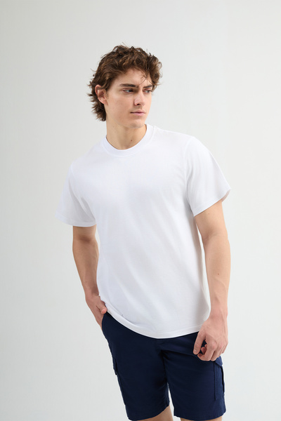 JUD Matias 84001 Regular Fit Alb Bărbați basic tricou