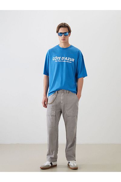 LC Waikiki Tricou pentru bărbați din bumbac pieptănat imprimat cu gât crew din sezonul nou - S5QN64Z8
