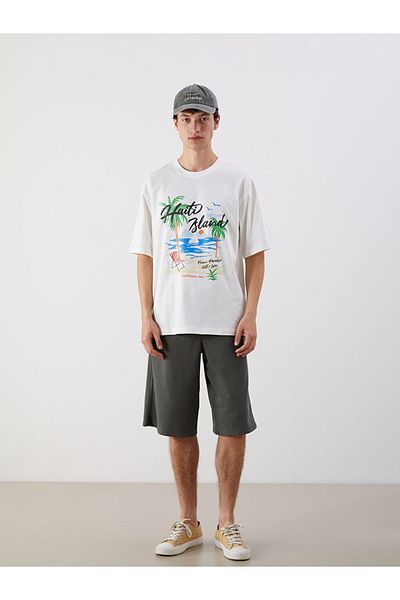 LC Waikiki New Season Crew Neck εμπριμέ χτενισμένο βαμβακερό ανδρικό Tisort - S5QN87Z8